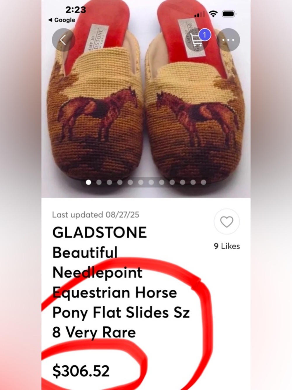 RARE Vintage Amy Jo Gladstone Equestrian Horse Tapestry Mules | Size 7 - Picture 13 of 14